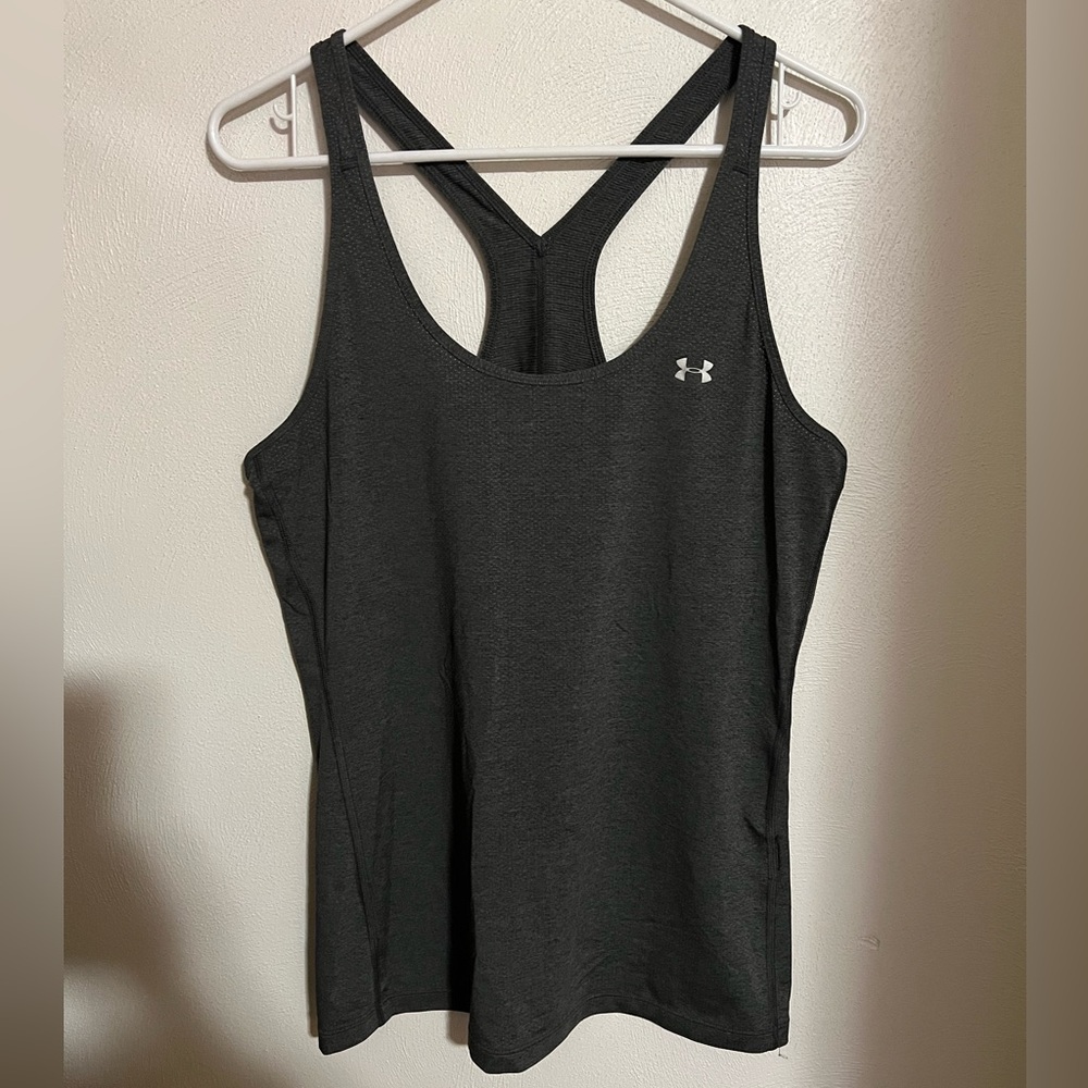 UNDER ARMOUR Classic Athletic Athleisure Racerback Tank Top Grey Women's Sz L